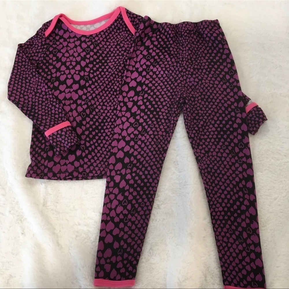 Charming Heart Pattern Kids Insulated Underwear Set